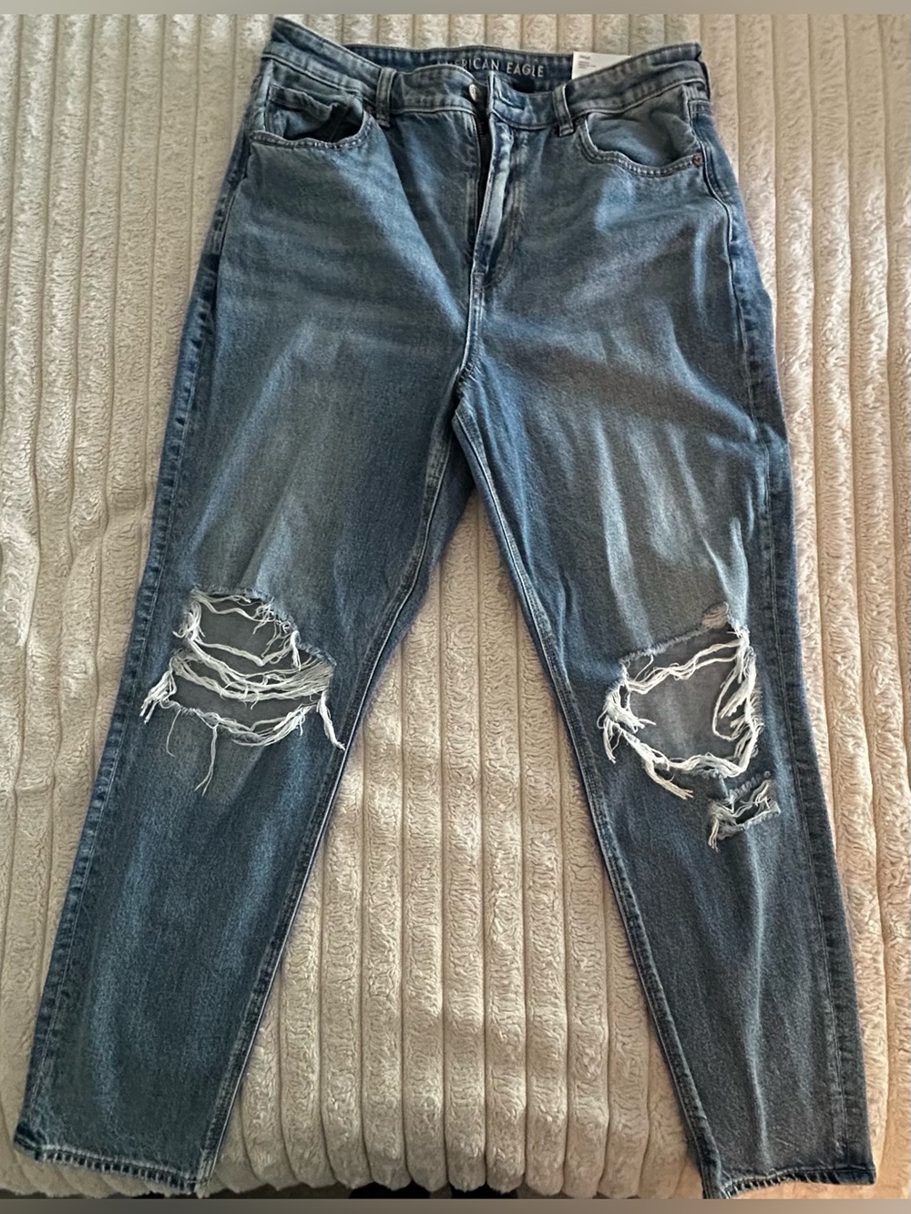 American Eagle Outfitters Ripped Dark Blue Mom Jeans